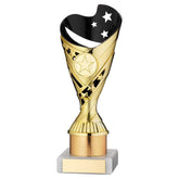 GOLD/BLACK PLASTIC 'SABRE' CUP ASSEMBLED ON MARBLE (1in CEN) - 8in